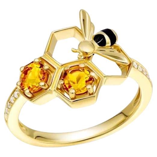 Chic BEE Ring Diamond Citrine Yellow Gold for Her