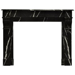 Chic Black and White Marble Fireplace Mantel
