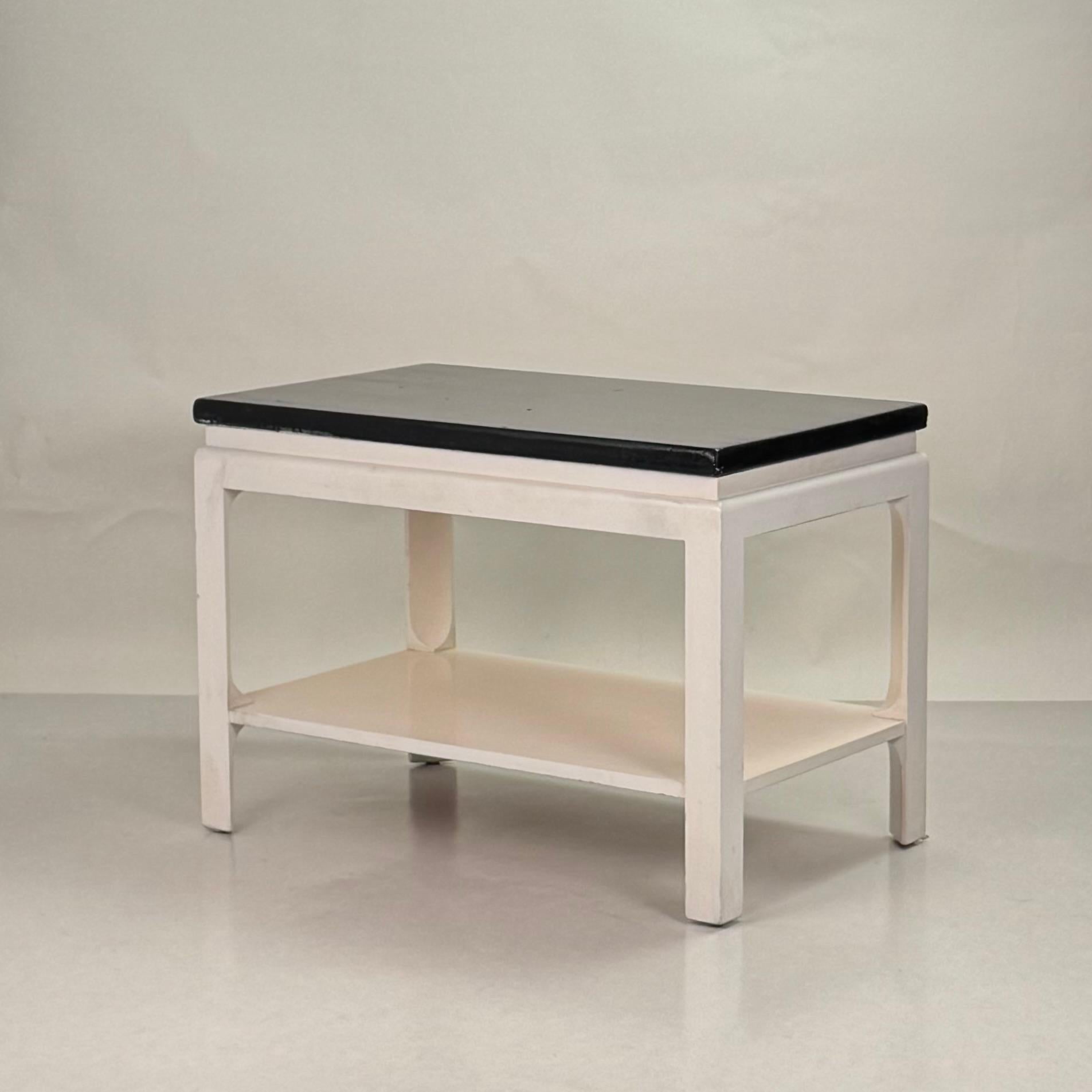 Hardwood Chic Black and White Modernist Side Table by Paul Frankl For Sale