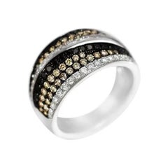 Chic Black Cognac Diamond White 14k Gold Ring for Her