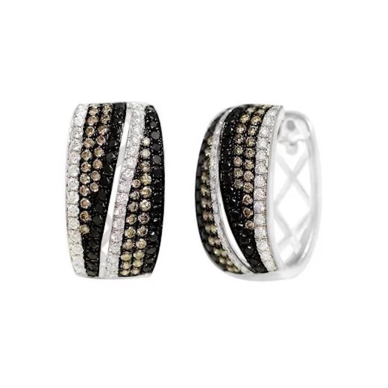 Chic Black Cognac Diamond White 14k Gold Ring for Her In New Condition For Sale In Montreux, CH