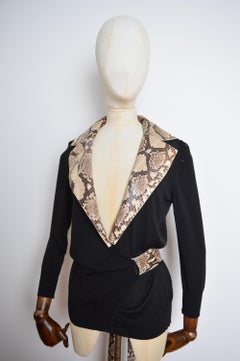 Chic Black Python Dolce & Gabbana Wrap around Knit Cardigan Sweater