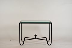 Chic Blackened Steel and Glass 'Entretoise' Side Table by Design Frères