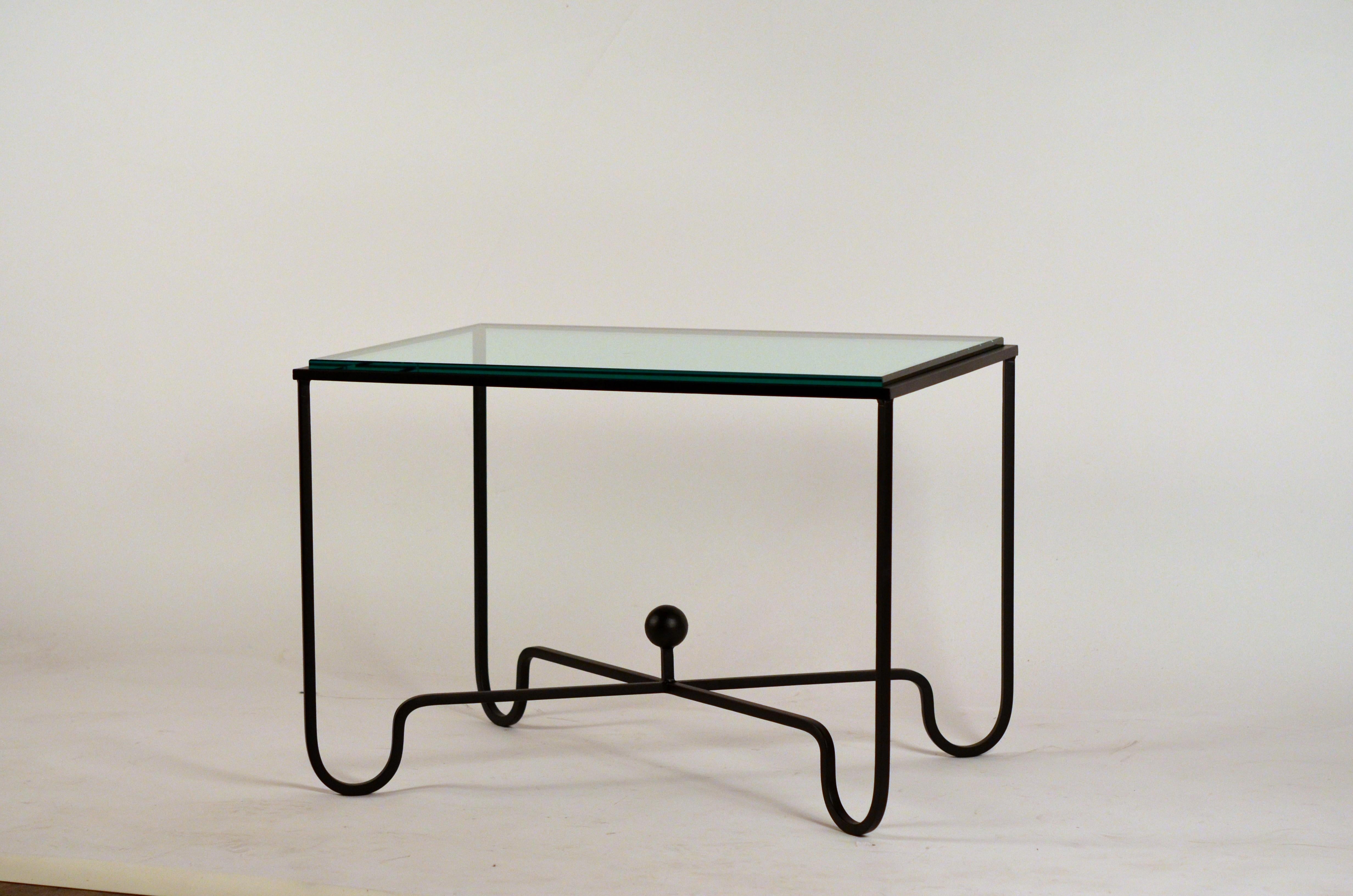 Modern Chic Blackened Steel and Glass 'Entretoise' Side Table by Design Frères For Sale