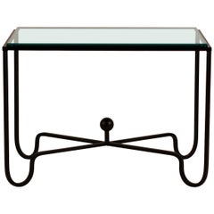 Chic Blackened Steel and Glass 'Entretoise' Side Table by Design Frères