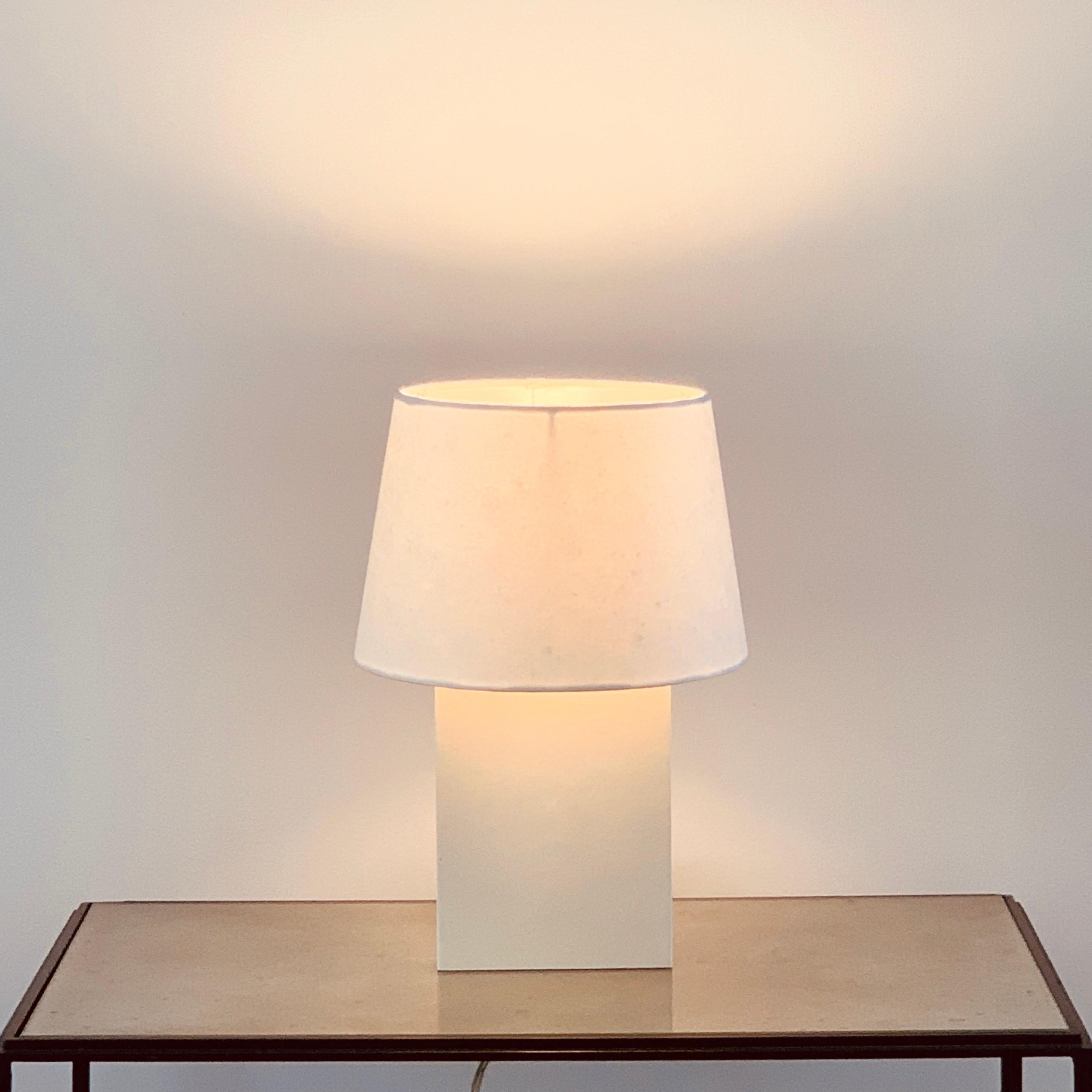 Art Deco Chic 'Bloc' Parchment Lamp with Parchment Paper Shade by Design Frères For Sale