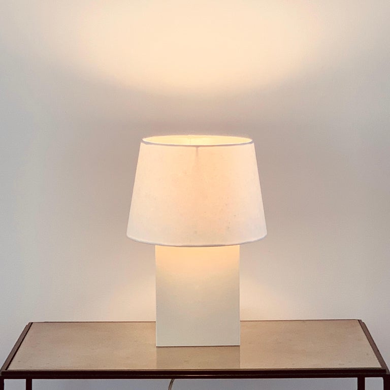Art Deco Chic 'Bloc' Parchment Lamp with Parchment Paper Shade by Design Frères For Sale