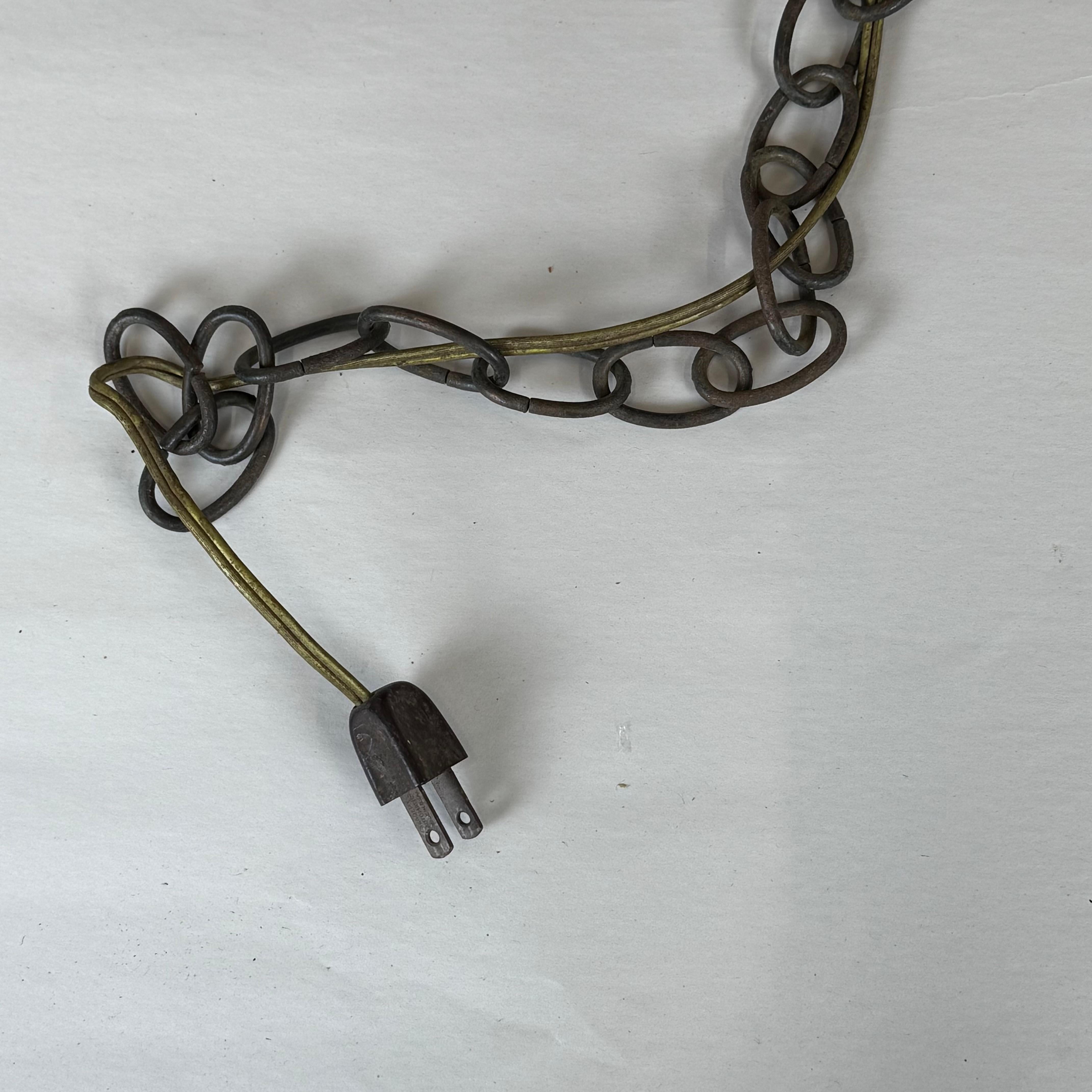 Lampada a sospensione brutalista in ottone e rame placcato in vendita 4