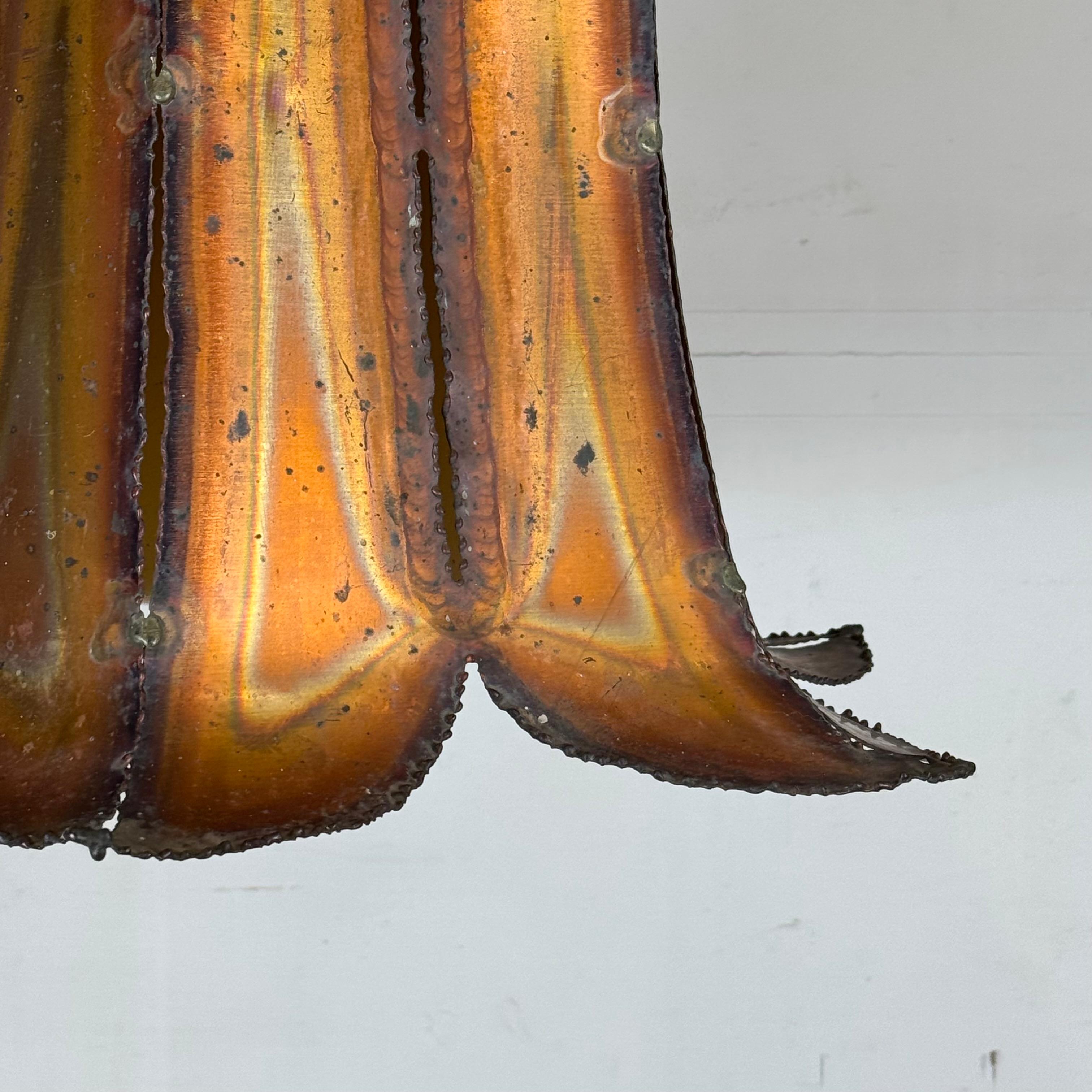 Lampada a sospensione brutalista in ottone e rame placcato In condizioni buone in vendita a Los Angeles, CA