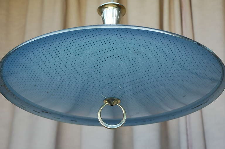 Ottone Lampada a sospensione chic in ottone e vetro testurizzato in vendita