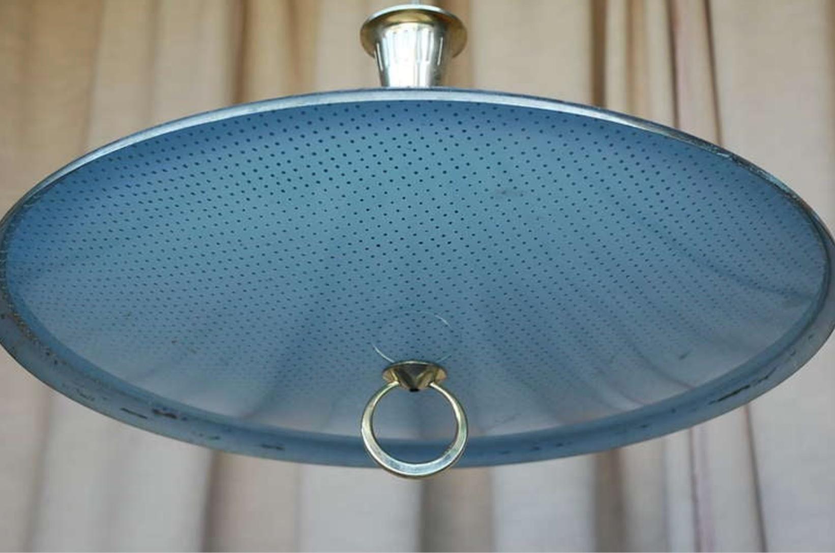 Ottone Lampada a sospensione chic in ottone e vetro testurizzato in vendita