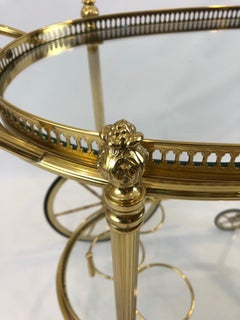 Chic Brass and Glass Oval Bar Cart with Removeable Tray