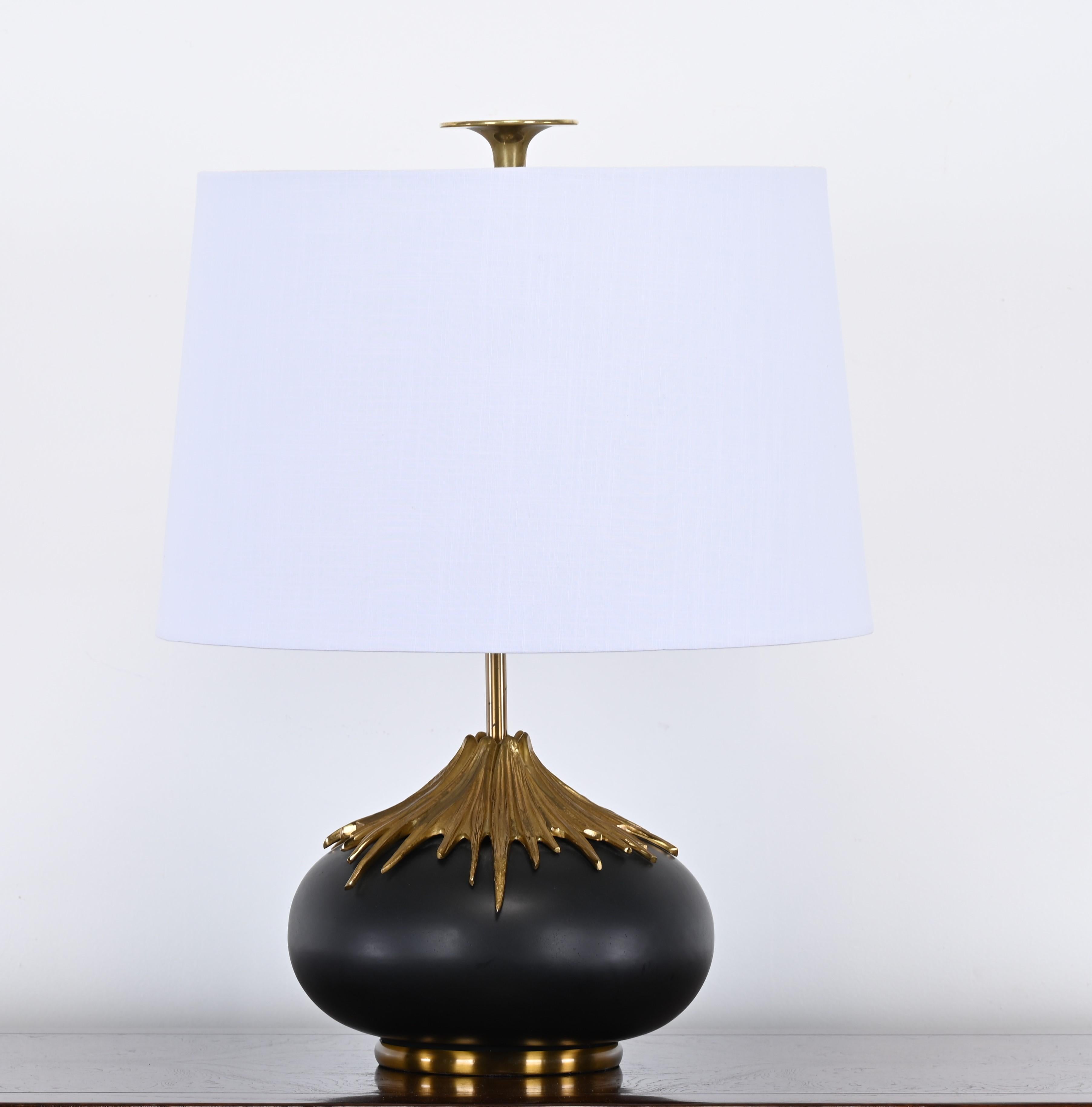 Chic Bronze Table Lamp by Maison Charles, France, 20th Century In Good Condition For Sale In Hamburg, PA