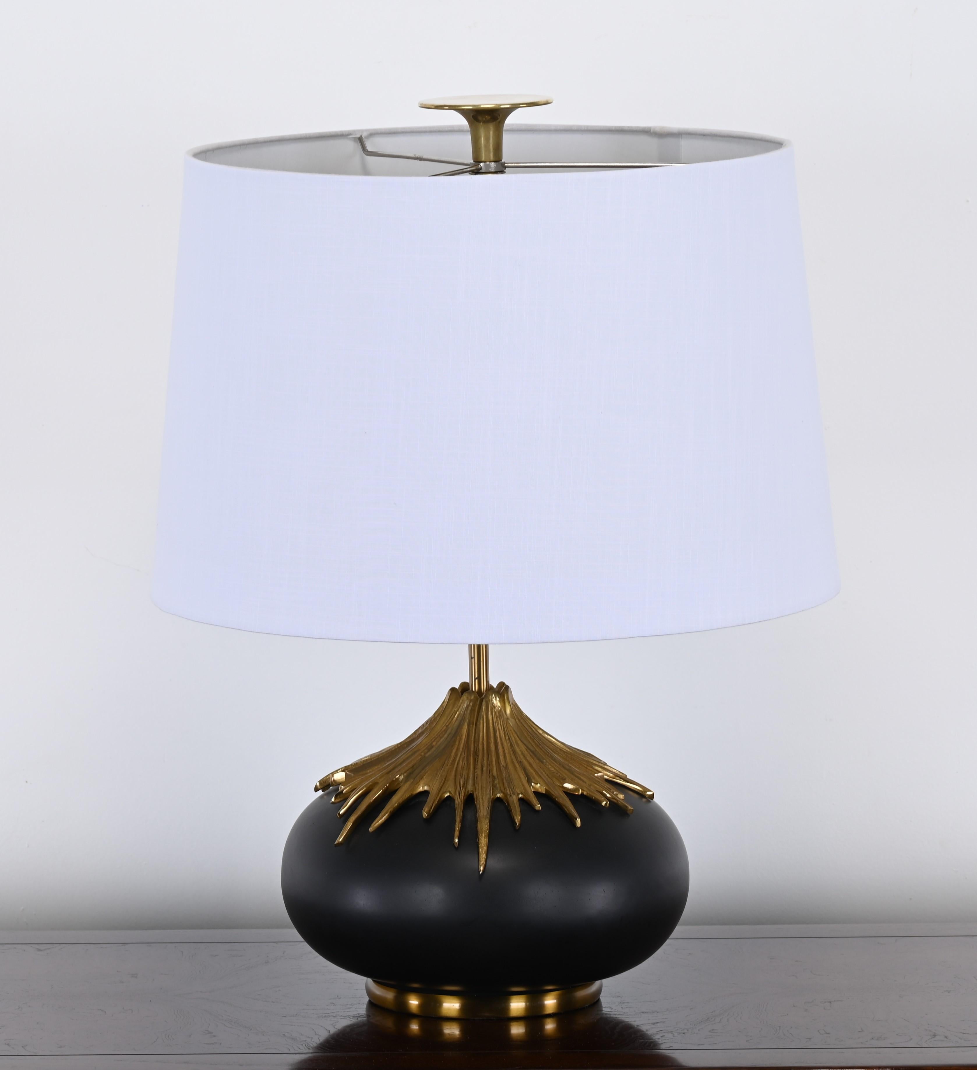 Brass Chic Bronze Table Lamp by Maison Charles, France, 20th Century For Sale