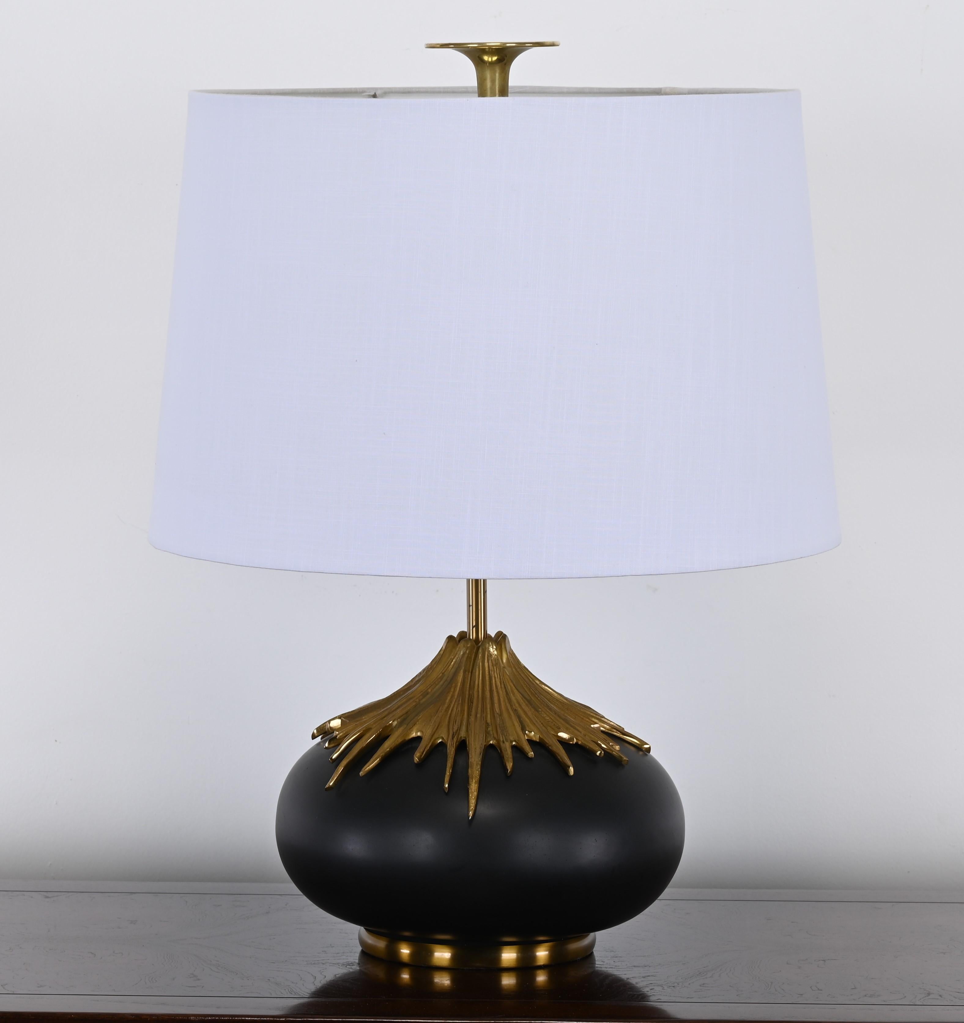 Chic Bronze Table Lamp by Maison Charles, France, 20th Century For Sale 3