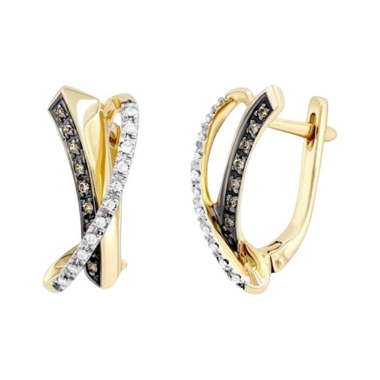 Chic Brown Diamond Yellow 14K Gold  Boucles d'oreilles pour elle