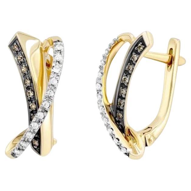 Chic Brauner Diamant Gelb 14K Gold  Ohrringe für Sie im Angebot