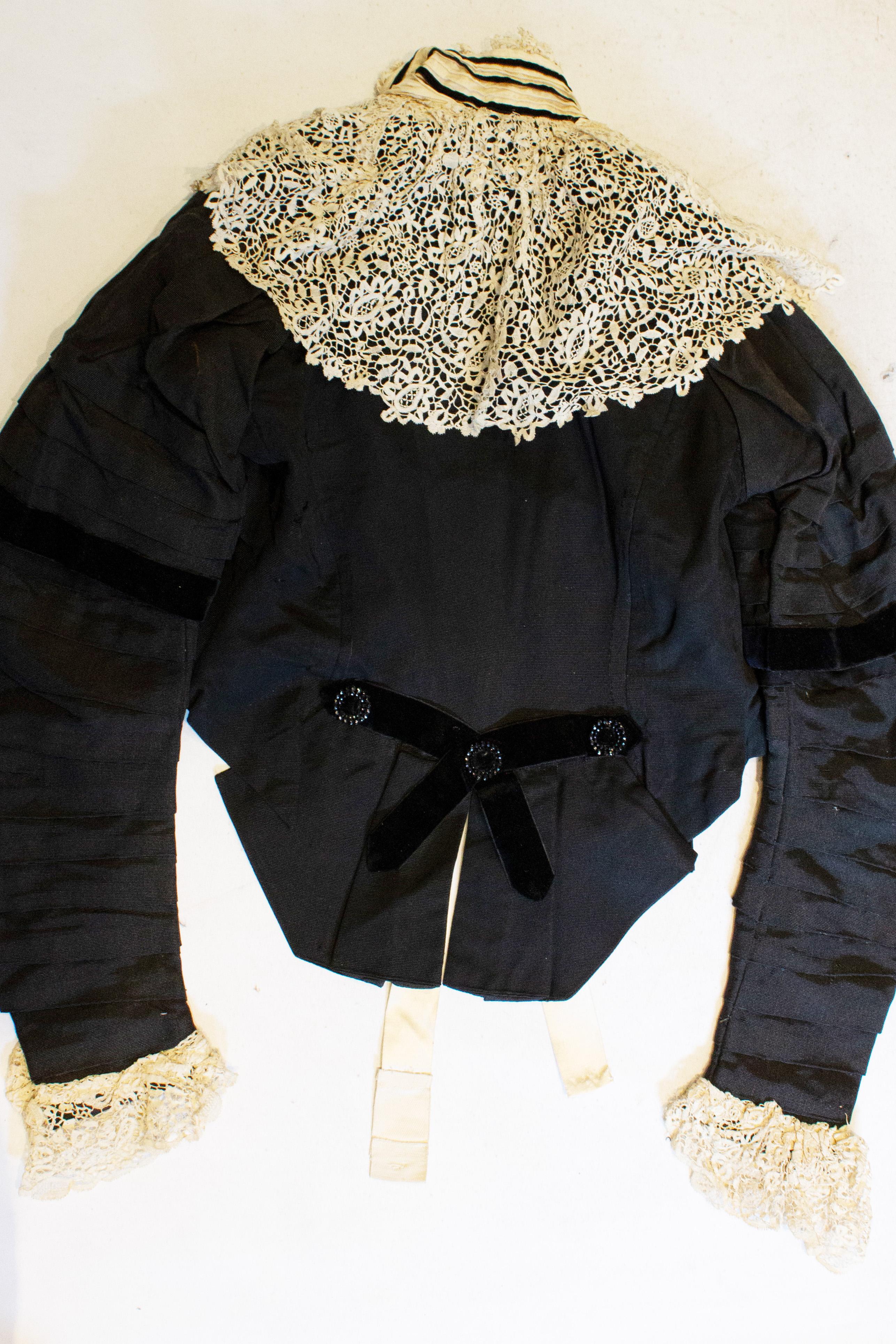 Black Chic but Small Vintage Victorian Jacket For Sale