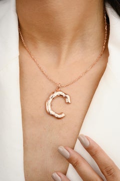 Collier pendentif « C » chic avec zirconia scintillante en argent sterling 925