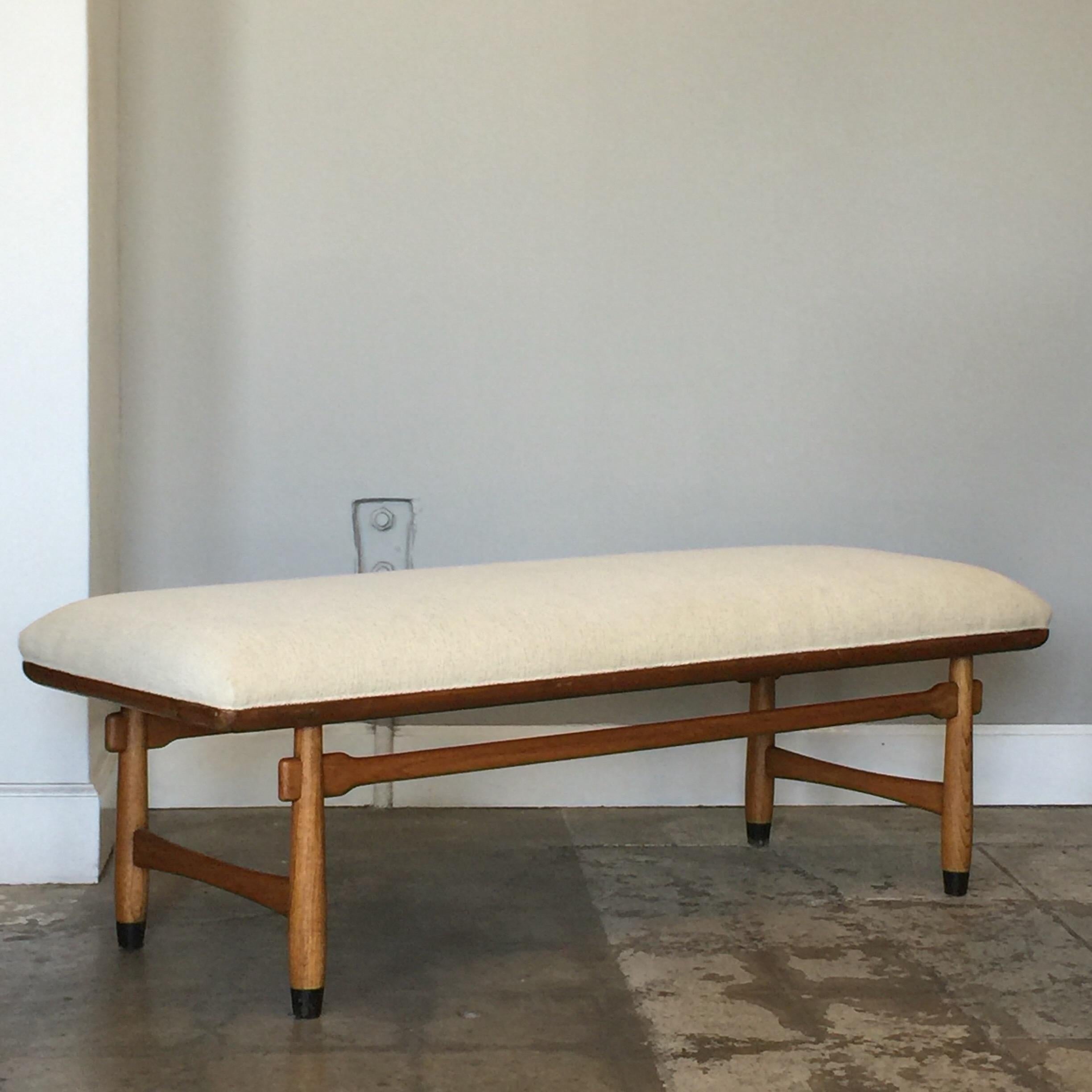 Organic Modern Chic Carved Walnut Bench in the Style of Sergio Rodrigues