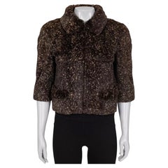 Chic Chanel Brown Rabbit Fur Cropped Jacket - Size 36/S
