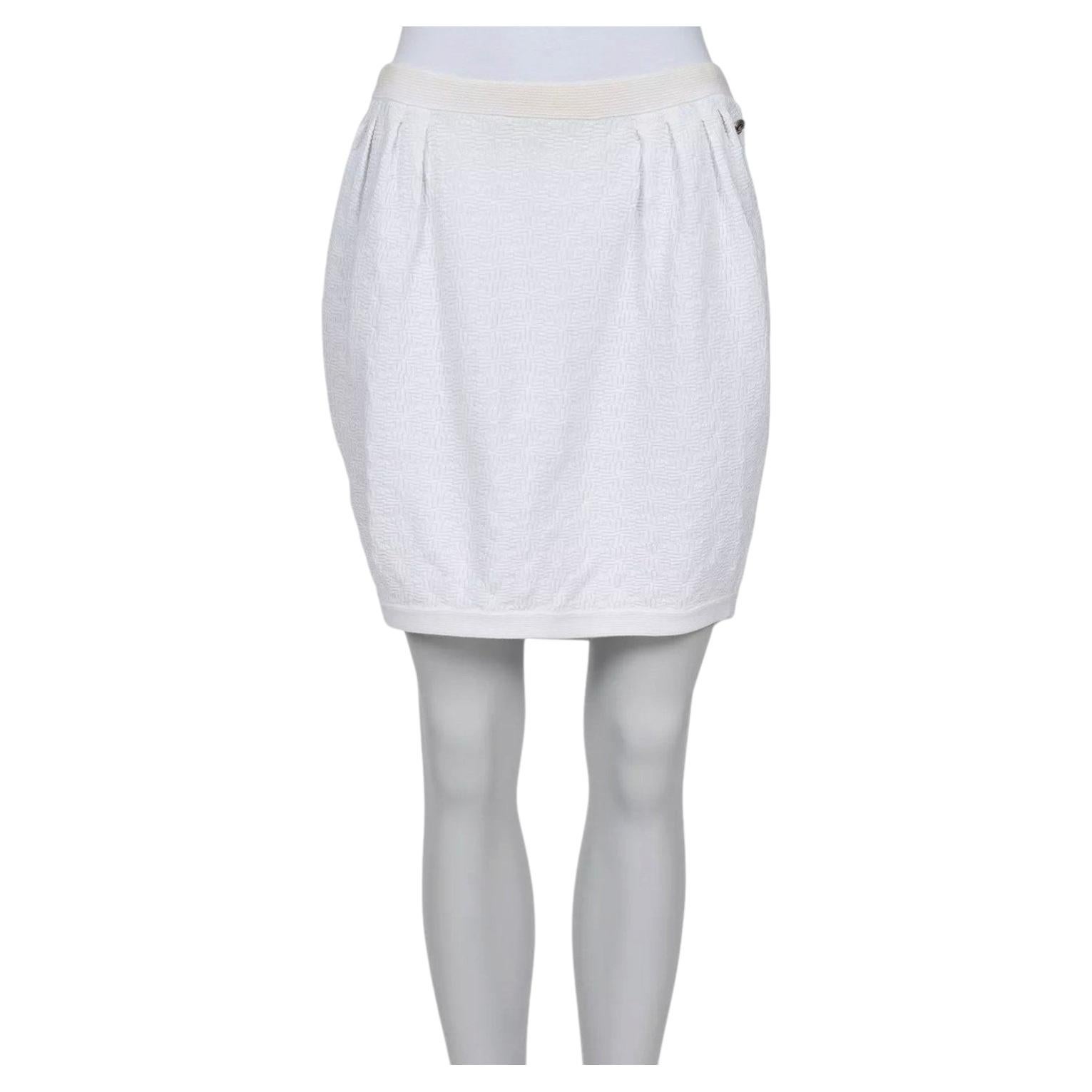 Chic Chanel White Cotton Slim Skirt Sz.40/L