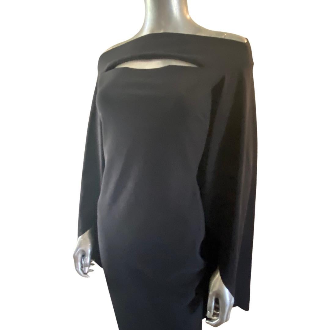 Women's Chic Chiara Boni Modern Black Capelet Cutout Mermaid Long Dress Size 4 For Sale