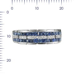 Chic Classic Combination Blue Sapphire Diamond White Gold Ring