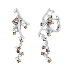 Chic Cognac Diamond Earrings White 18K Gold for Her