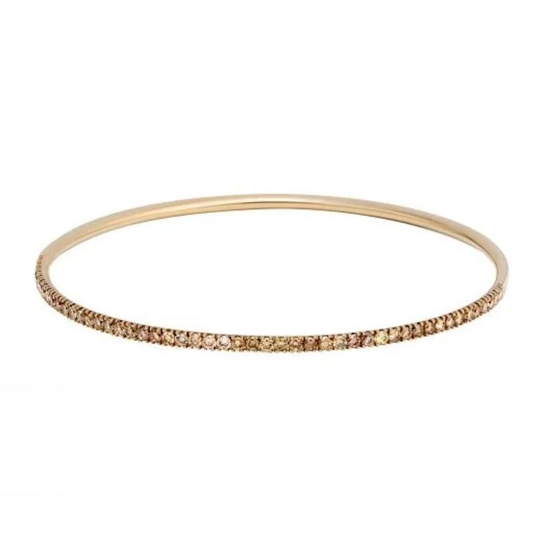 Emerald Cut Chic Cognac Diamonds Rose Gold 18k Band Bracelet for Her For Sale
