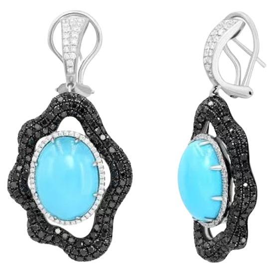 Chic Cognac Turquoise Earrings White 18K Gold for Her For Sale