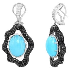 Chic Cognac Turquoise Earrings White 18K Gold for Her