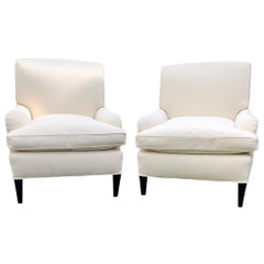 Chic Comfy Pair of Freshly Upholstered Classic Club Chairs