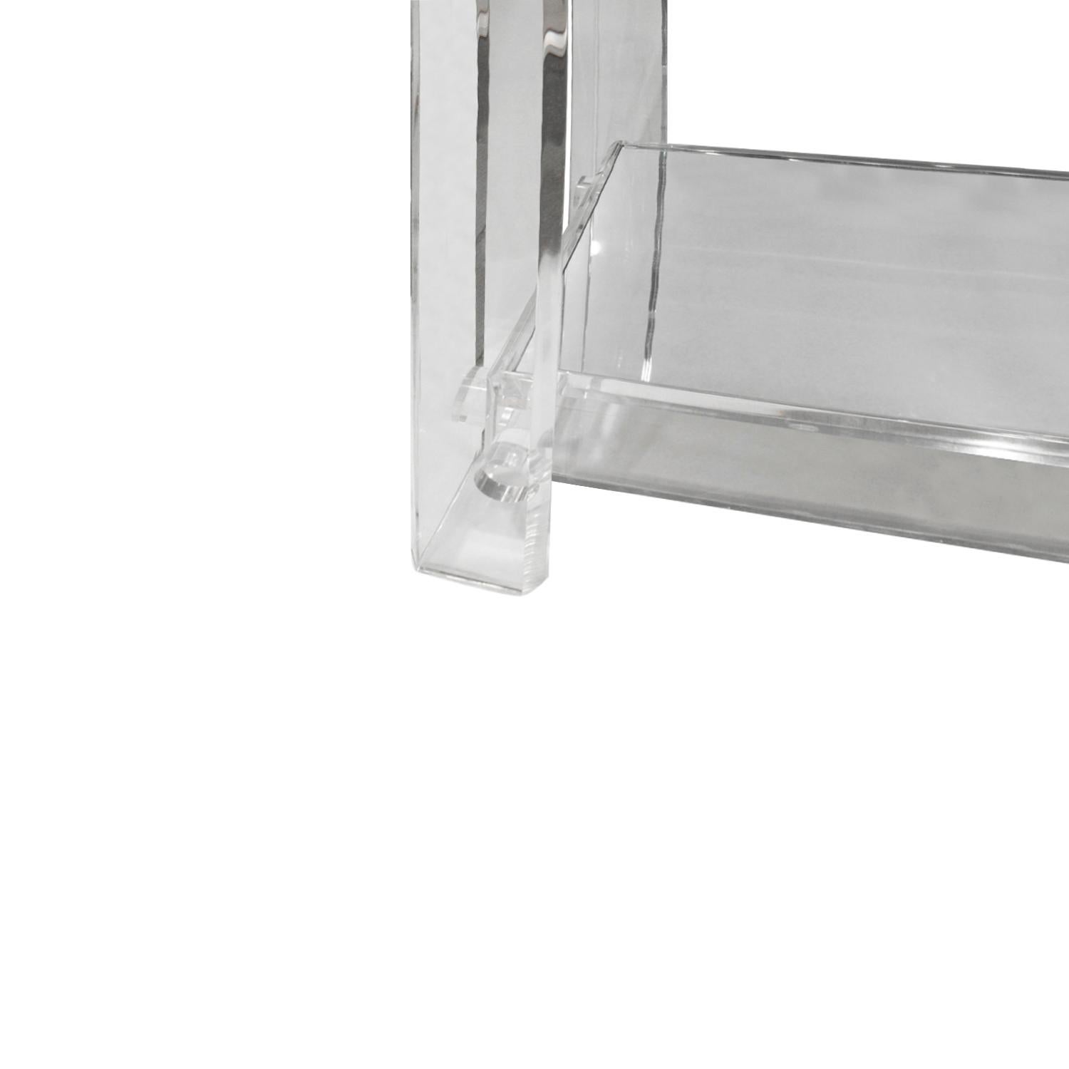 Late 20th Century Chic Console Table in Lucite with Mirror Tops, 1970s