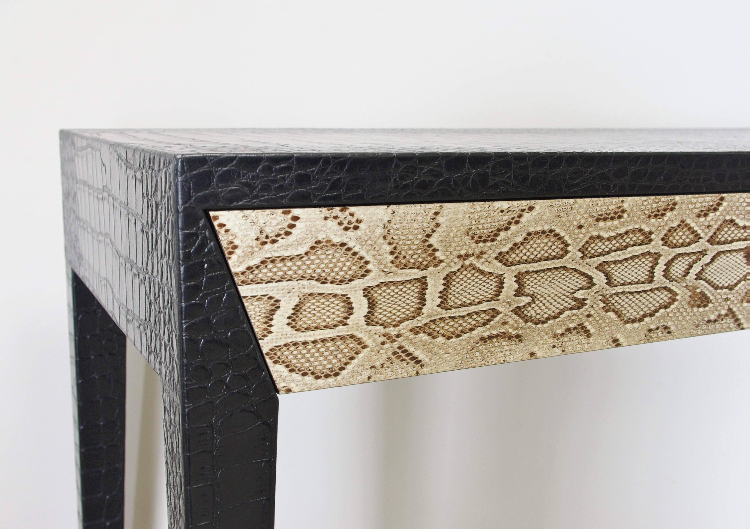 snakeskin console table