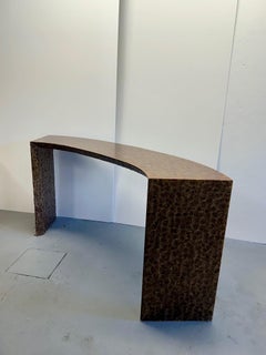 Chic Curved Organic Modern Brown Capiz Shell Console or Writing Desk