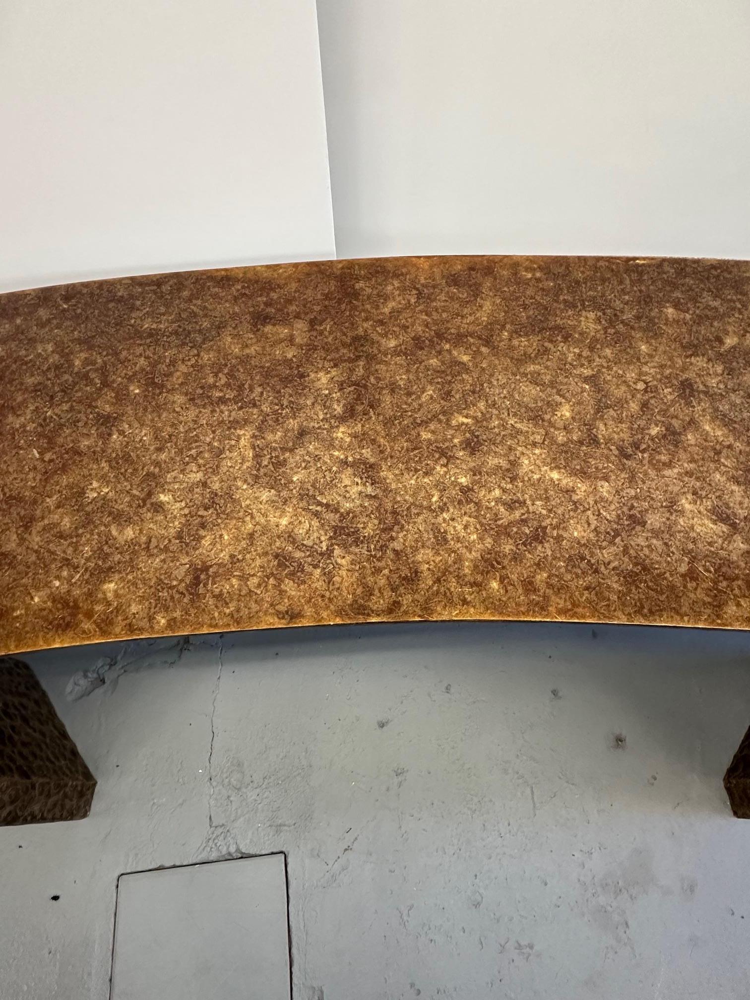 Chic Curved Organic Modern Brown Capiz Shell Console or Writing Desk For Sale 3