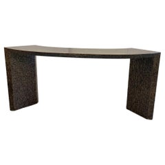 Elegante Consola o Escritorio de Concha de Capiz Curvada Orgánica Moderna Marrón