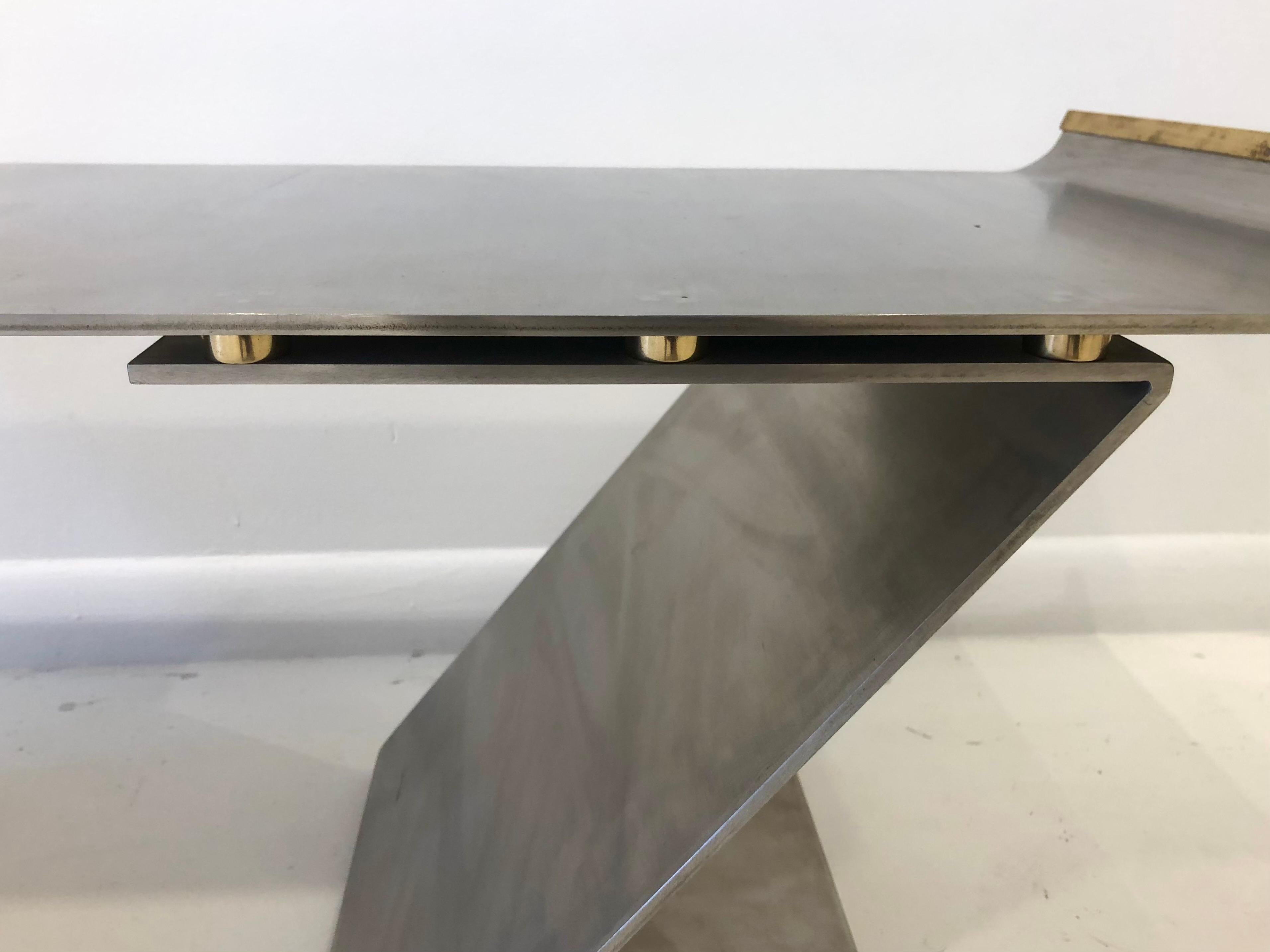 Unknown Chic Custom Steel and Bronze Bench in the style of Maria Pergay For Sale