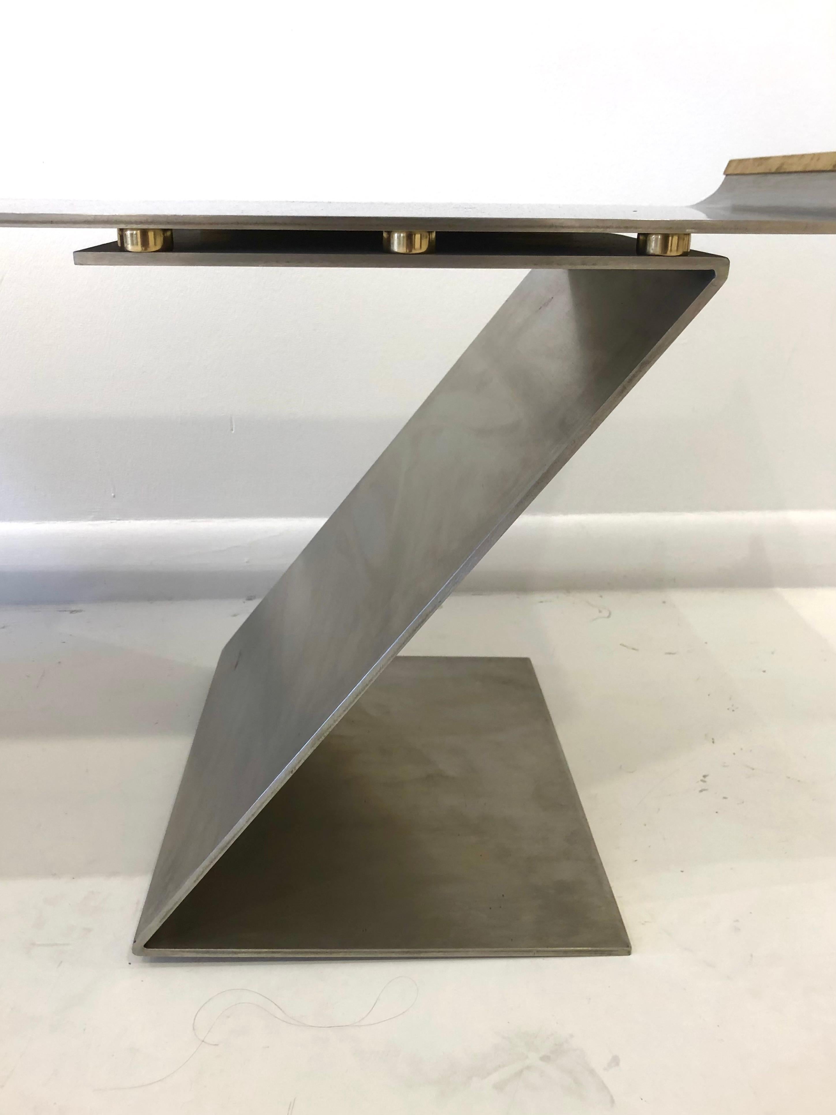 Late 20th Century Chic Custom Steel and Bronze Bench in the style of Maria Pergay For Sale