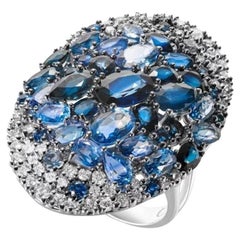 Chic Ring aus 14 Karat Gold mit blauem Saphir und weißem Saphir für sie