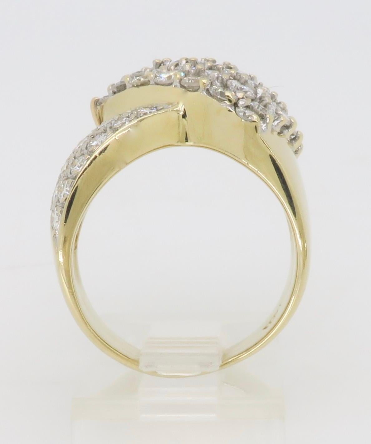 Chic Diamond Bypass Cocktail Ring Made in 14k Yellow Gold 5