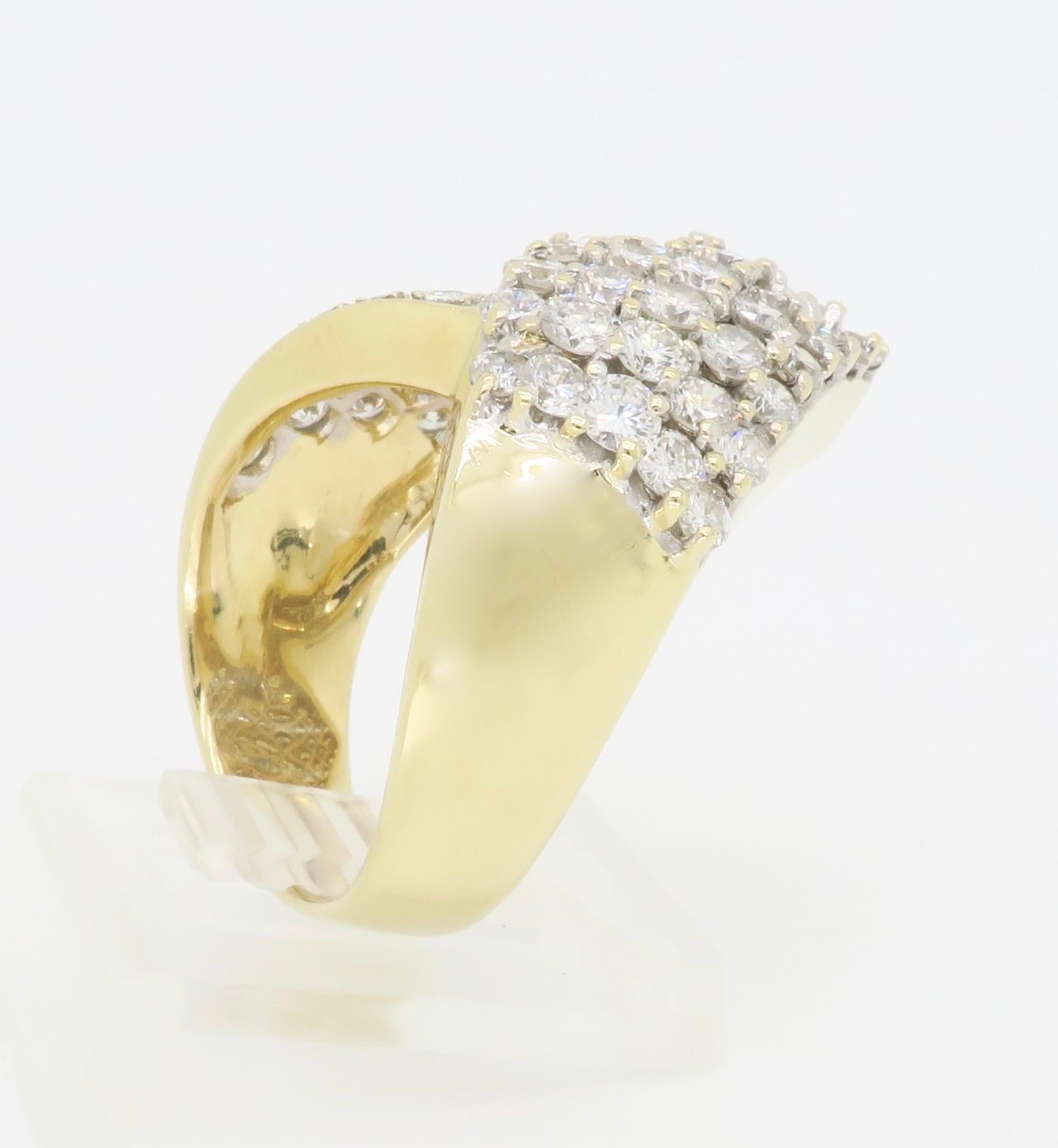 Chic Diamond Bypass Cocktail Ring Made in 14k Yellow Gold 6