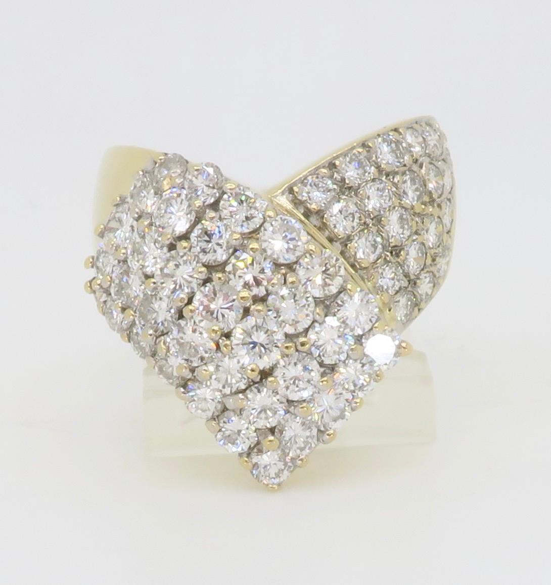 Chic Diamond Bypass Cocktail Ring Made in 14k Yellow Gold 7
