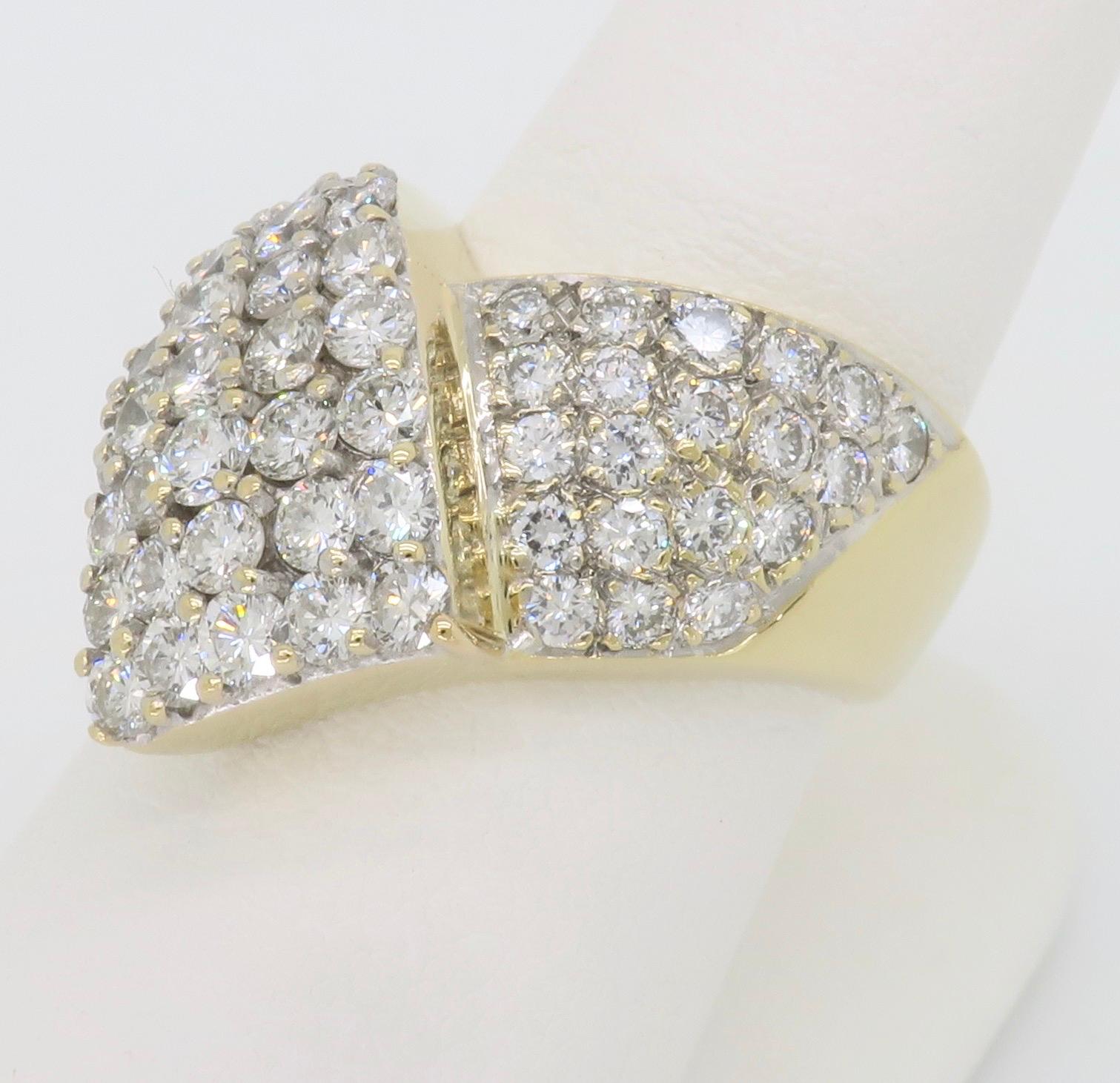 Chic Diamond Bypass Cocktail Ring Made in 14k Yellow Gold 1