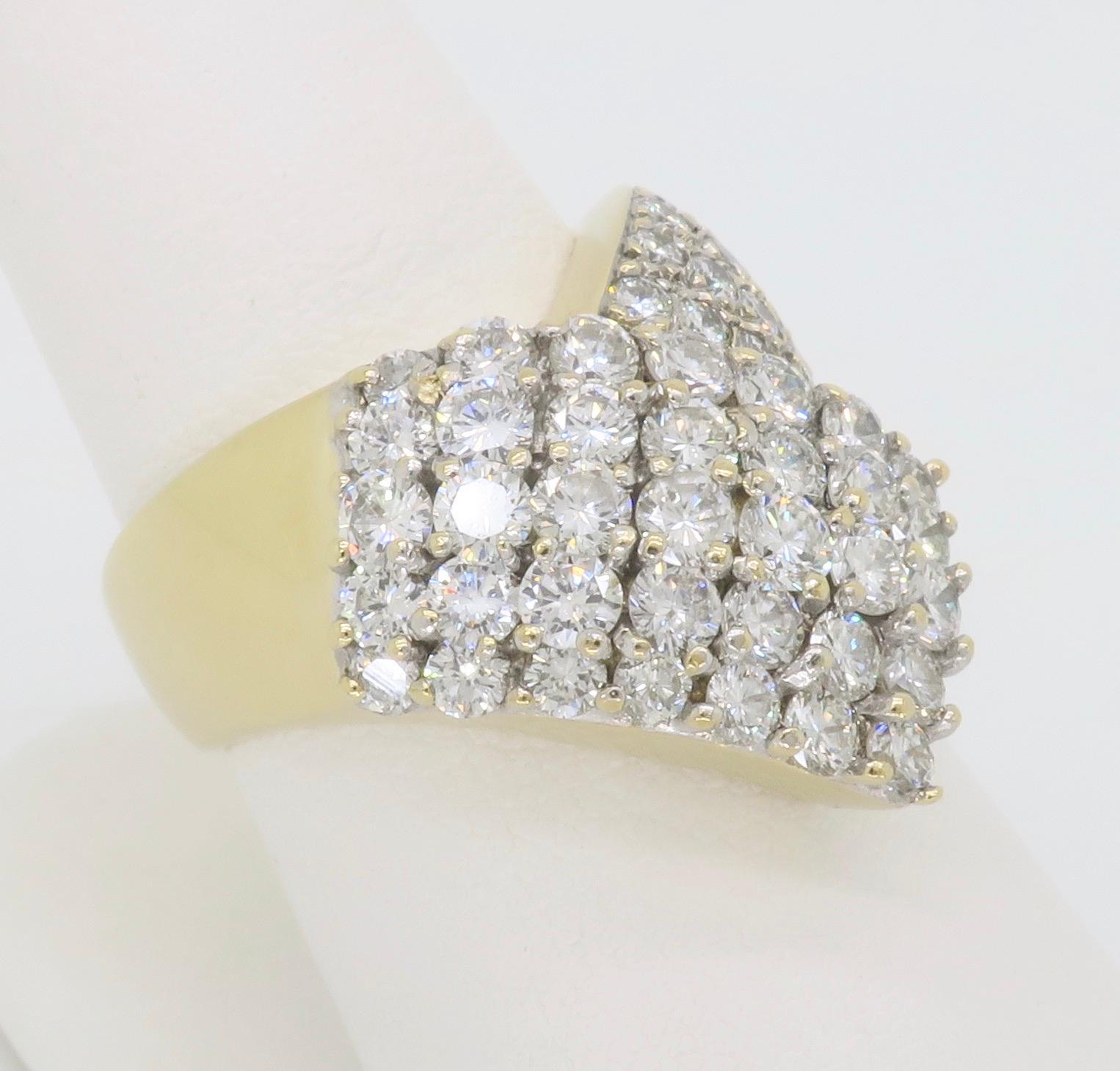 Chic Diamond Bypass Cocktail Ring Made in 14k Yellow Gold 2