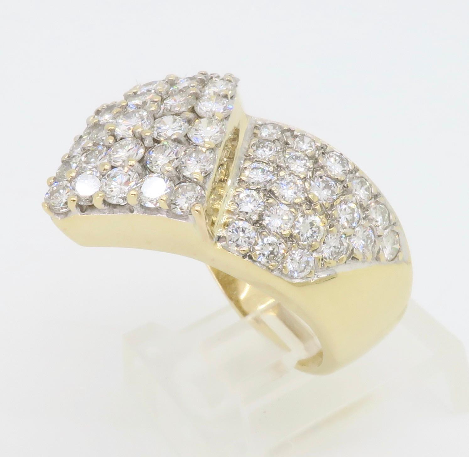 Chic Diamond Bypass Cocktail Ring Made in 14k Yellow Gold 4