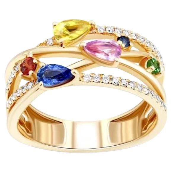 Chic Diamant Saphir Tsavorite  Bague exclusive en or rose 18K pour elle