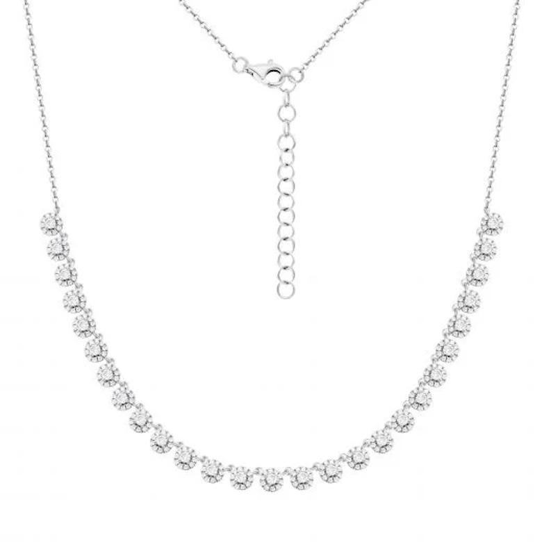 Chic  Diamant-Halskette mit Anhänger aus Weiß 14k Gold mit Diamanten für sie (Baguetteschliff) im Angebot