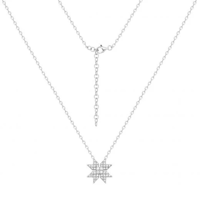  Chic  Diamant-Halskette mit Anhänger aus Weiß 14k Gold mit Diamanten für sie (Baguetteschliff)